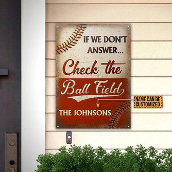 Metal Sign- Baseball Check The Ball Field Vertical Rectangle Metal Sign Custom Name - Thegiftio