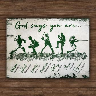 Metal Sign- Baseball God Says You Are Green Design Rectangle Metal Sign - Thegiftio UK