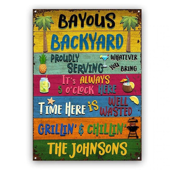 Metal Sign- Bayous Backyard Vertical Rectangle Metal Sign Custom Name Nice Design - Thegiftio UK