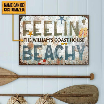 Metal Sign- Beach Feelin Beachy Beautiful Design Custom Name Rectangle Metal Sign - Thegiftio UK