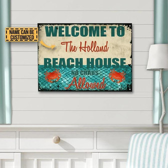 Metal Sign- Beautiful Design Beach No Crabs Rectangle Metal Sign Custom Name - Thegiftio