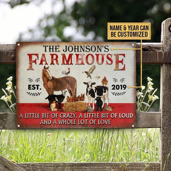 Metal Sign- Beautiful Design Farmhouse A Little Bit Of Rectangle Metal Sign Custom Name Year - Thegiftio UK