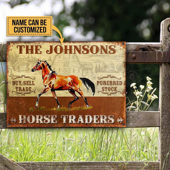Metal Sign- Beautiful Design Horse Buy Sell Trade Rectangle Metal Sign Custom Name - Thegiftio UK