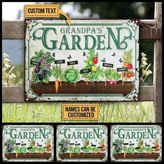 Metal Sign- Beautiful Garden Vegetables Rectangle Metal Sign Custom Name Text - Thegiftio