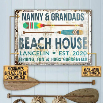 Metal Sign- Beautiful Paddle Beach House Guaranteed Blue Rectangle Metal Sign Custom Name Year Place - Thegiftio UK