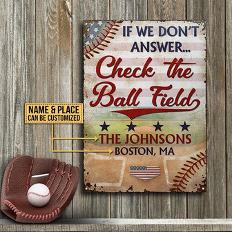 Metal Sign- Beautiful Stars And Stripes Baseball Family Check Field CRectangle Metal Sign Custom Name Place - Thegiftio