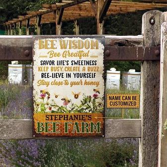 Metal Sign- Bee Farm Garden Bee Wisdom Beautiful Rectangle Metal Sign Custom Name - Thegiftio UK