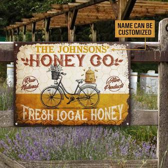 Metal Sign- Black Bicycle Honey Bee Co Raw Natural Custom Name Rectangle Metal Sign - Thegiftio UK