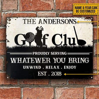 Metal Sign- Black Theme Golf Club Serving Rectangle Metal Sign Custom Name Year - Thegiftio UK