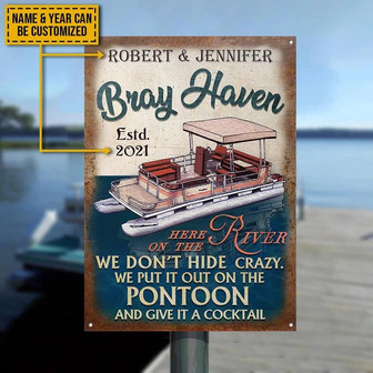 Metal Sign- Bray Heaven Pontoon On The River Rectangle Metal Sign Custom Name Year - Thegiftio UK