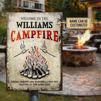 Metal Sign- Camping Campfire Get Toasted Nice Design Custom Name Rectangle Metal Sign - Thegiftio UK