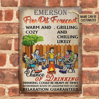 Metal Sign- Camping Warm And Cozy Happy Moment Rectangle Metal Sign Custom Name - Thegiftio