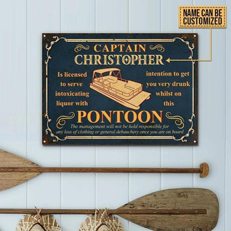 Metal Sign- Captain Pontoon Get You Custom Name Rectangle Metal Sign - Thegiftio UK