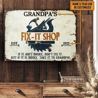Metal Sign- Carpenter Don't Fix It Rustic Design Rectangle Metal Sign Custom Name Year - Thegiftio