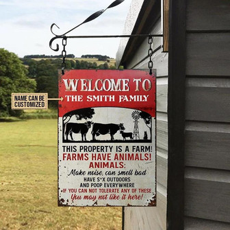 Metal Sign- Cattle Farm Have Animals Red Rectangle Metal Sign Custom Name - Thegiftio UK