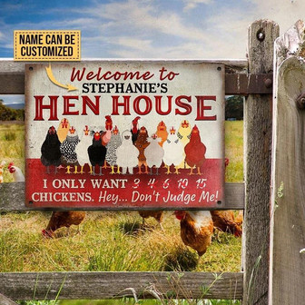 Metal Sign- Chicken Coop Hen House Don't Judge Me Rectangle Metal Sign Custom Name - Thegiftio UK