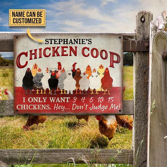 Metal Sign- Chicken Coop I Only Want Chickens Cute Rectangle Metal Sign Custom Name - Thegiftio UK