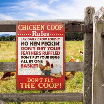 Metal Sign- Chicken Don't Fly The Coop Rectangle Metal Sign Red Theme - Thegiftio UK