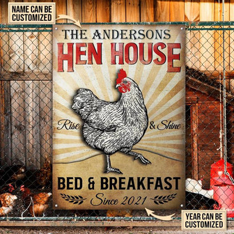 Metal Sign- Chicken Hen House Bed And Breakfast Rectangle Metal Sign Custom Name Year - Thegiftio UK