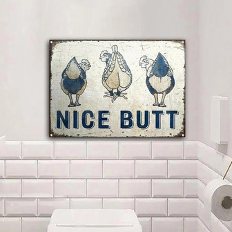 Metal Sign- Chicken Nice Butt Blue Rectangle Metal Sign Nice Design - Thegiftio UK
