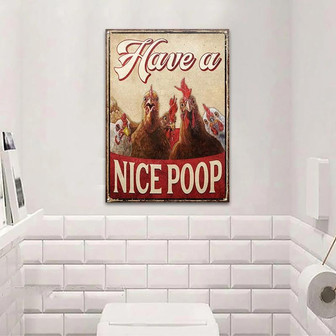 Metal Sign- Chicken Have A Nice Funny Design Rectangle Metal Sign - Thegiftio