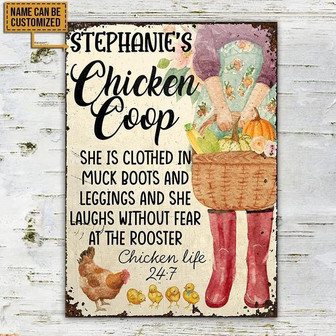 Metal Sign- Chicken She Is Clothed In Rectangle Metal Sign Custom Name - Thegiftio UK