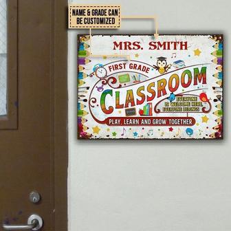 Metal Sign- Colorful Classroom Teacher Everyone Is Welcome Here Rectangle Metal Sign Custom Name Grade - Thegiftio UK