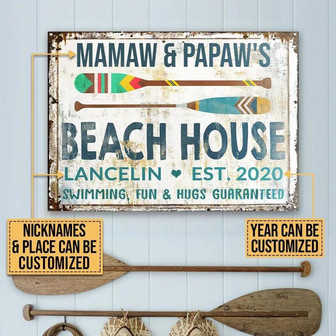 Metal Sign- Colorful Paddle Beach Swimming Guaranteed Rectangle Metal Sign Custom Name Year Place - Thegiftio UK