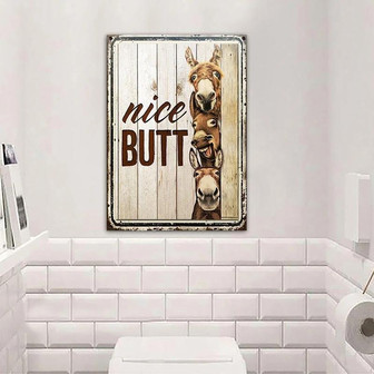 Metal Sign- Cool Donkey Nice Butt White Wood Background Rectangle Metal Sign - Thegiftio UK