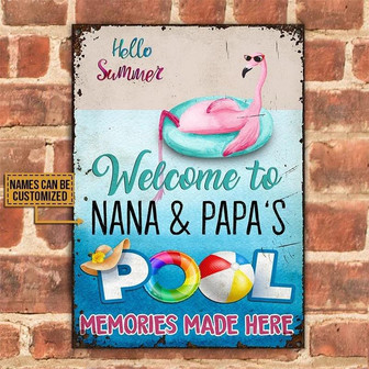 Metal Sign- Cool Flamingo Memories Are Made Rectangle Metal Sign Custom Name - Thegiftio UK
