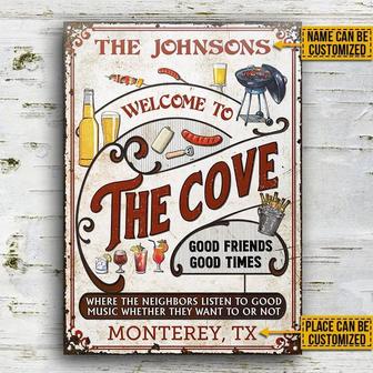Metal Sign- The Cove Grilling Red Vertical Rectangle Metal Sign Custom Name Place - Thegiftio UK