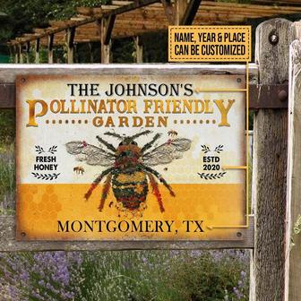 Metal Sign- Cute Bee Pollinator Friendly Fresh Rectangle Metal Sign Custom Name Year Place - Thegiftio UK