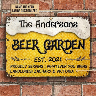 Metal Sign- Cute Beer Garden Rectangle Metal Sign Custom Name Year - Thegiftio