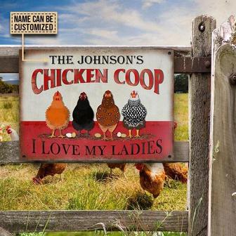 Metal Sign- Cute Chicken I Love My Ladies Rectangle Metal Sign Custom Name - Thegiftio UK