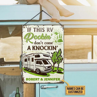 Metal Sign- Cute Design Motorhome Rockin Knockin Custom Name Rectangle Metal Sign - Thegiftio