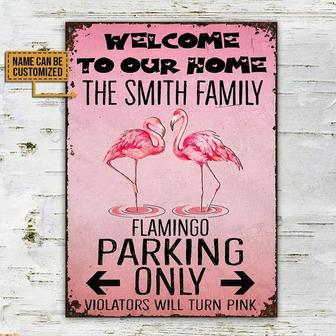 Metal Sign- Cute Flamingo Will Turn Pink Rectangle Metal Sign Custom Name - Thegiftio UK