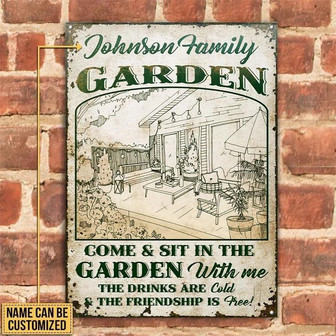 Metal Sign- Cute Gardening The Drinks Rectangle Metal Sign Custom Name - Thegiftio UK