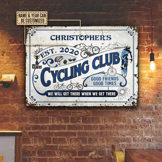 Metal Sign- Cycling Club We Will Get There Blue Rectangle Metal Sign Custom Name Year - Thegiftio UK