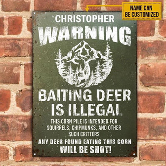 Metal Sign- Deer Corn Pile Customized Nice Design Rectangle Metal Sign Custom Name - Thegiftio