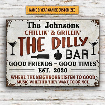 Metal Sign- The Dilly Bar Rectangle Metal Sign Custom Name Year - Thegiftio UK