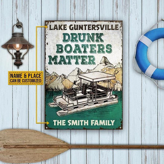 Metal Sign- Drunk Boaters Matter Nice Design Rectangle Metal Sign Custom Name Place - Thegiftio UK