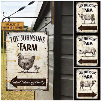 Metal Sign- Farm Animals Art Rectangle Metal Sign Custom Name Text Beautiful Design - Thegiftio UK