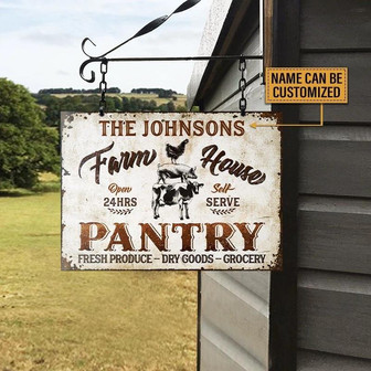 Metal Sign- Farm Animals Farmhouse Pantry Self Serve Rectangle Metal Sign Custom Name - Thegiftio UK