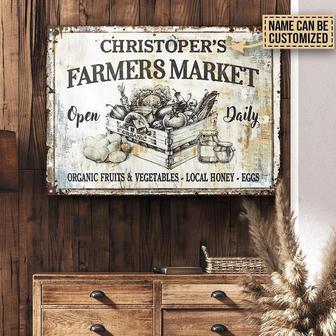 Metal Sign- Farm Farmer Market Hand Drawn Rectangle Metal Sign Custom Name - Thegiftio UK