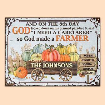 Metal Sign- Farm So God Made Autumn Rectangle Metal Sign Custom Name Nice Design - Thegiftio