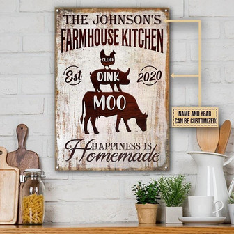 Metal Sign- Farmhouse Kitchen Homemade Rectangle Metal Sign Custom Name Year - Thegiftio UK