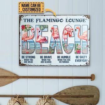 Metal Sign- Flamingo Beach Be Salty Rectangle Metal Sign Custom Name - Thegiftio UK