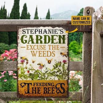 Metal Sign- Floral Garden Honey Bee Excuse The Weeds Custom Name Rectangle Metal Sign - Thegiftio UK