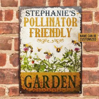 Metal Sign- Flower Garden Bee Pollinator Friendly Rectangle Metal Sign Custom Name - Thegiftio UK