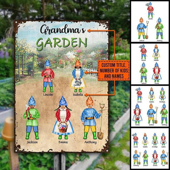 Metal Sign- Funny Moment Garden Grandma Garden Grandpa Rectangle Metal Sign Custom Name - Thegiftio UK